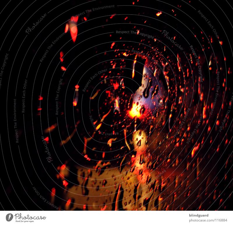 Liquid Fire Licht Verkehr Verkehrsstau Autobahn Unwetter Lampe Lichtbrechung dunkel Nacht fahren stehen KFZ PKW Makroaufnahme Nahaufnahme Wasser water