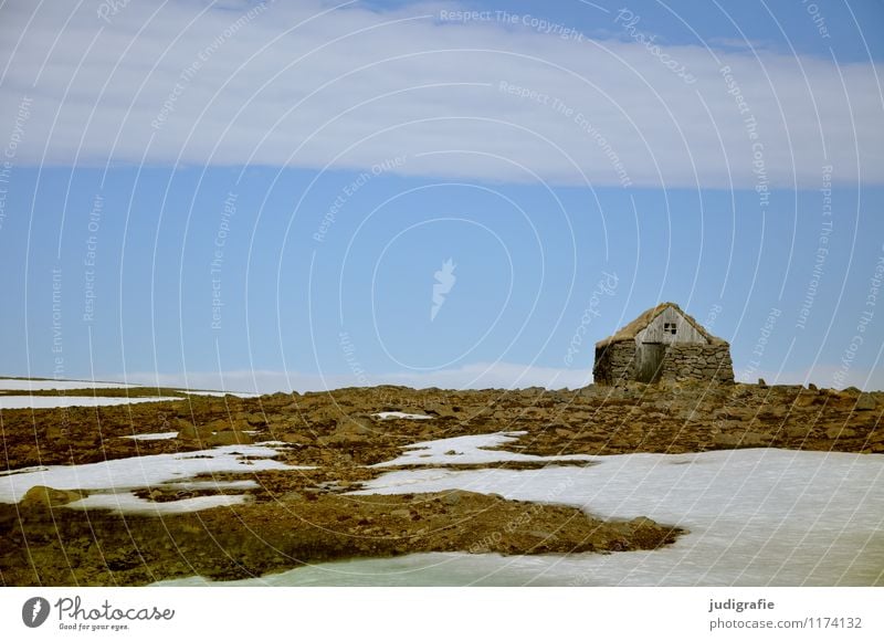 Island Umwelt Natur Landschaft Himmel Menschenleer Haus Hütte Gebäude Mauer Wand klein natürlich Schutz Häusliches Leben Schutzhütte Farbfoto Außenaufnahme