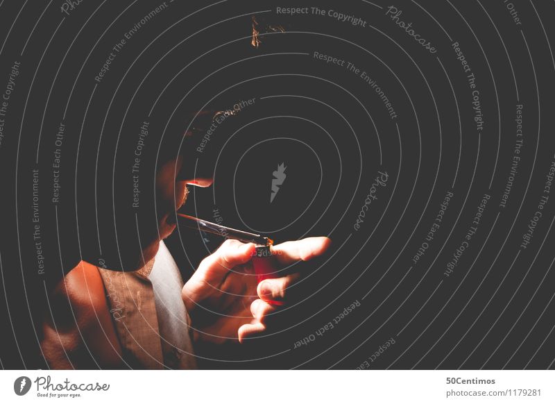 Rauchen Gesundheit Gesundheitswesen Krankheit Rauschmittel Nachtleben Mensch maskulin Junger Mann Jugendliche Erwachsene Kopf Hand 1 18-30 Jahre 30-45 Jahre