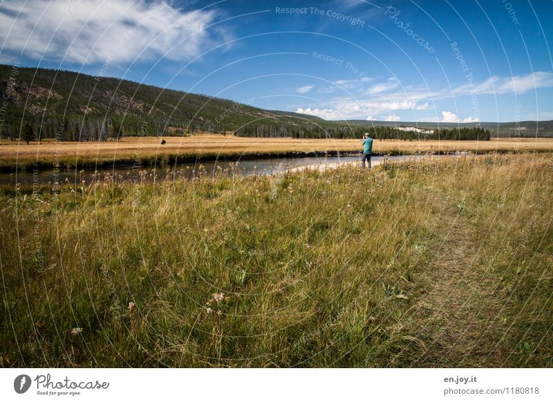 Sicherheitsabstand Fotografieren Ferien & Urlaub & Reisen Tourismus Abenteuer Sommer Sommerurlaub maskulin Mann Erwachsene 1 Mensch Natur Landschaft Himmel