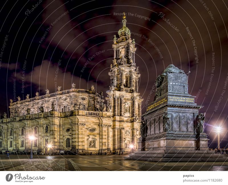 Katholische Hofkirche (Dresden) Stadt Hauptstadt Stadtzentrum Altstadt Kirche Sehenswürdigkeit Denkmal Stein historisch Tourismus Hofkirche Dresden Wolkenfeld