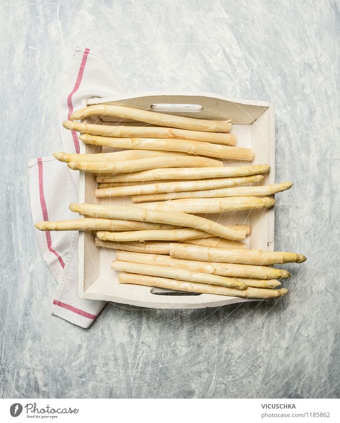 Weißer Spargel Lebensmittel Gemüse Mittagessen Abendessen Bioprodukte Vegetarische Ernährung Diät Geschirr Stil Design Gesunde Ernährung Tisch Küche