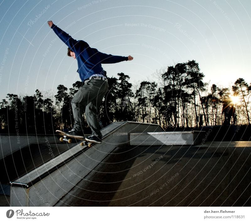 5-0 Skateboarding Pullover Sportpark Gegenlicht Grinden Zufriedenheit Baum Park kaputt Speyer Spielen funbox Sonne Schatten einzeln