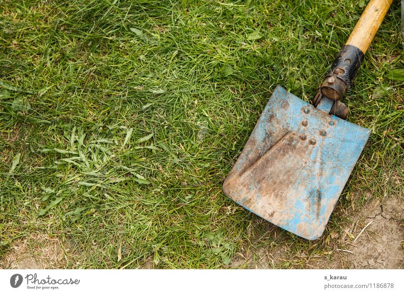 Gartenarbeit Umwelt Natur Erde Frühling Sommer Gras Park Wiese Arbeit & Erwerbstätigkeit alt dreckig einfach natürlich blau grün Zufriedenheit Tatkraft achtsam