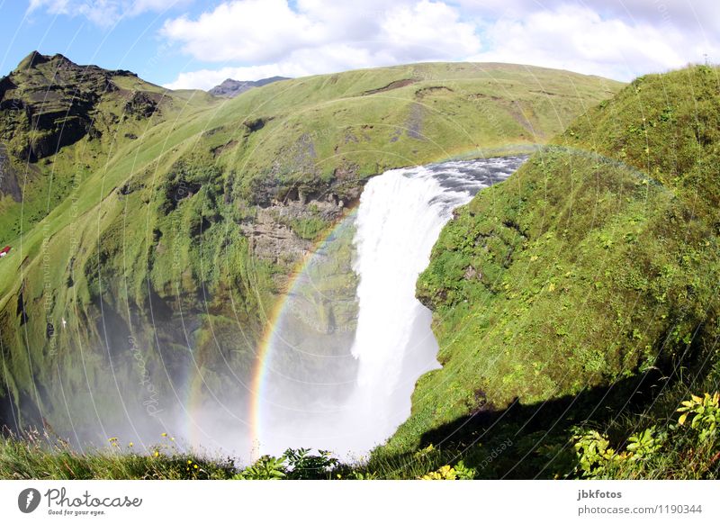 Skógarfoss Umwelt Natur Landschaft Pflanze Urelemente Wasser Himmel Wolken Sonne Schönes Wetter Nebel Felsen Schlucht Fluss Wasserfall skogarfoss schön