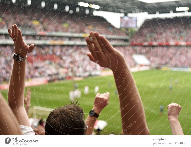 Fans im Stadion Laola Freizeit & Hobby Sport Ballsport Sportler Publikum Hooligan Tribüne Sportveranstaltung Erfolg Fußball Sportstätten Fußballplatz Mensch