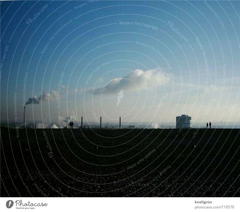 Revierluft weiß dunkel Wolken Wasserdampf Halde Luft Industrie Himmel blau hell Schornstein