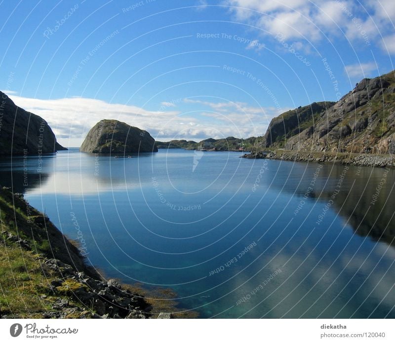 norwegian summer See Wolken ruhig Einsamkeit Reflexion & Spiegelung Norwegen Ferien & Urlaub & Reisen Ferne Fjord Berge u. Gebirge Wasser Himmel blau Natur