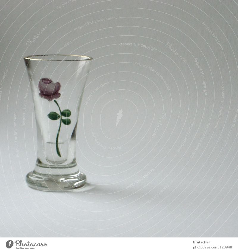 *** schluck *** Blume Rose Anemonen Blüte Vase Cognac Vodka bitter Likör bemalt Kostbarkeit Antiquität Stillleben Am Rand Handwerk Glasbläser lecker