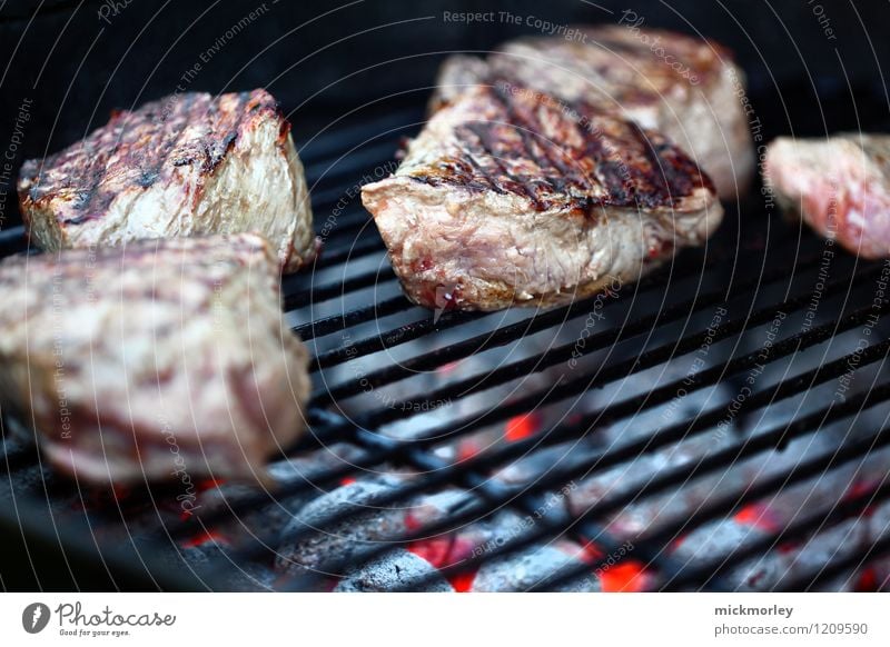 Saftige Steaks am Holzkohlegrill Lebensmittel Fleisch Ernährung Fastfood Grillen Griller Grillmeister Lifestyle Gesunde Ernährung Grillrost Kohle Grillkohle