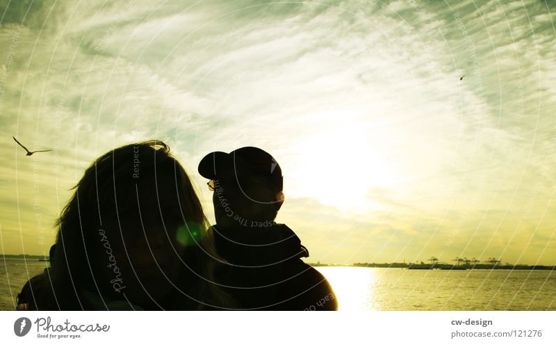 H E I M K E H R E R Wolken Abend Sonnenuntergang dunkel Amerika New York State gelb Ehepaar Mann Frau Wasser Himmel Natur Abenddämmerung hell USA Aussicht Paar