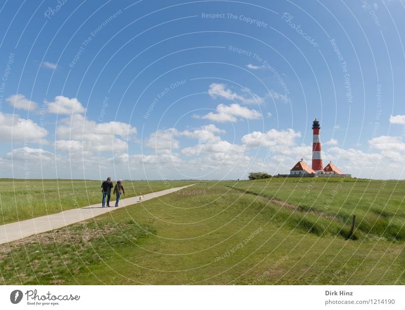 Westerhever Leuchtturm VI Umwelt Natur Sehenswürdigkeit Wahrzeichen Denkmal blau grün Navigation Küste Fernweh Orientierung Horizont Richtung Leitsystem