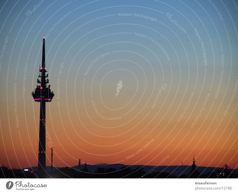 Turm Mannheim Gebäude Sonnenuntergang Architektur Skyline Abenddämmerung Himmel dusk Fernsehturm