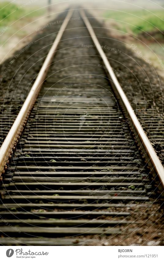 train tracks 2007 Gleise Eisenbahn entdecken Erkundung vertikal ländlich Landschaft Hochformat Stahl Güterverkehr & Logistik Ferne lang Unendlichkeit Stillleben