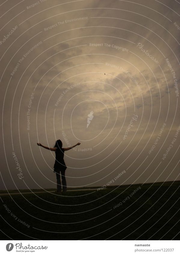 ? Wunsch Freude Hoffnung Verzweiflung Frau Trauer Wolken Meer Deich Gefühle warten frei Freiheit Himmel Mensch weinen lachen Landschaft Insel