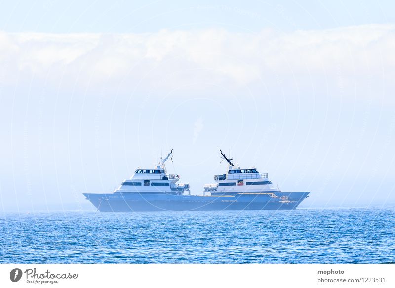 Bi-directional Kreuzfahrt Meer Wellen Fischereiwirtschaft Umwelt Natur Wasser Himmel Wolken Nebel Menschenleer Schifffahrt Fischerboot Wasserfahrzeug Hafen