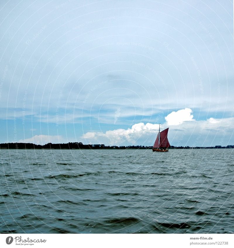 sonntag Segelboot Fischer Fischerboot rot braun Fischereiwirtschaft Vorpommersche Boddenlandschaft Fischland-Darß-Zingst Takelage Segeln Sommer Meer fangen