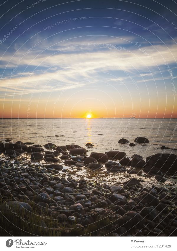 #rügen Umwelt Himmel Wolken Sonnenaufgang Sonnenuntergang Sonnenlicht Sommer Schönes Wetter Wellen Küste Strand Ostsee Meer Sumpf blau orange weiß Stimmung