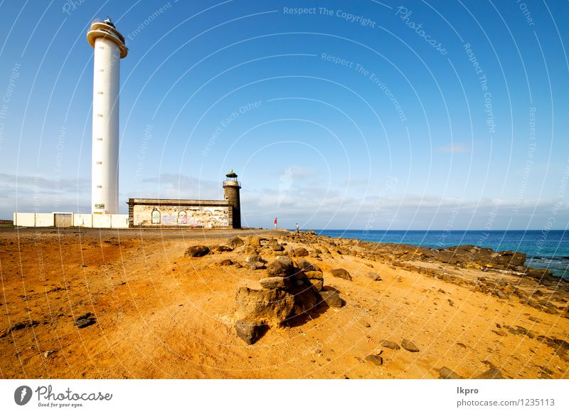 Atlantik Lanzarote Teller Ferien & Urlaub & Reisen Ausflug Meer Lampe Himmel Wolken Felsen Leuchtturm Architektur Fassade Denkmal Stein Beton Metall Stahl Rost