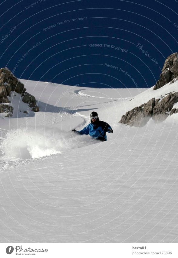 Powder Day Tiefschnee Gipfel ruhig kalt Ferien & Urlaub & Reisen Sport Spielen Schnee Felsen Berge u. Gebirge genießen Glück Wärme blau Himmel Freiheit line