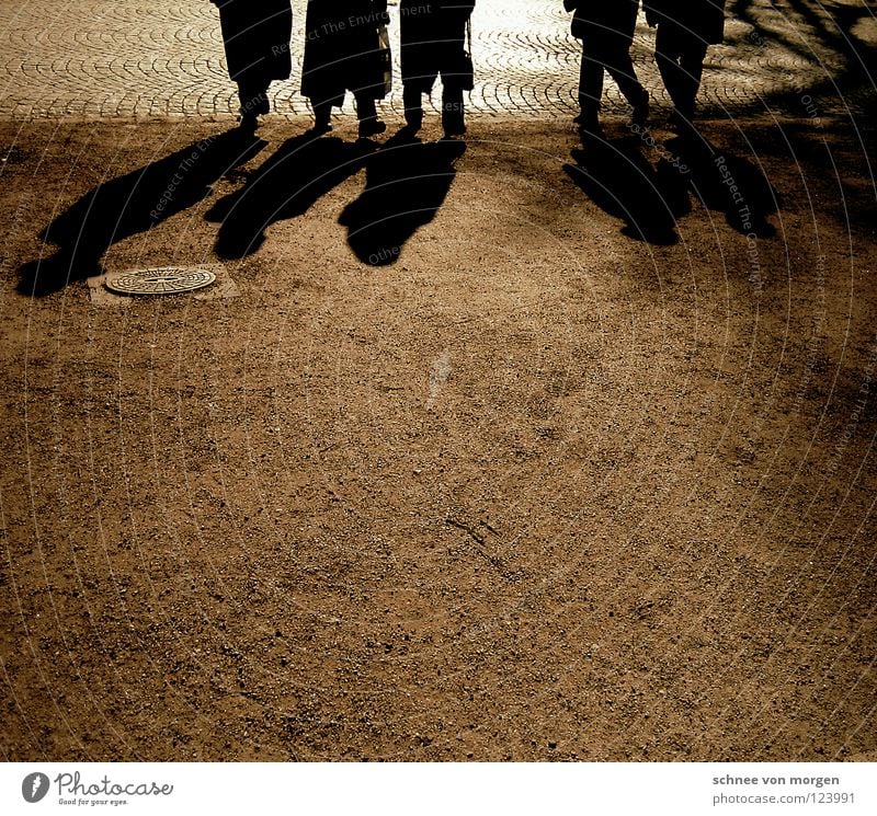 sonnensucher Spaziergang Lebenslauf Mensch Mann schwarz Winter Freizeit & Hobby Kur Park Grünfläche Erde Sand Menschengruppe Sonne Schatten Wege & Pfade Straße