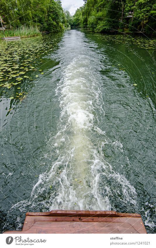 Landflucht Wasser maritim Fluss Kanal Bootsfahrt Wellengang Idylle Wassersport Erholung Erholungsgebiet Sommer Farbfoto Außenaufnahme Textfreiraum oben