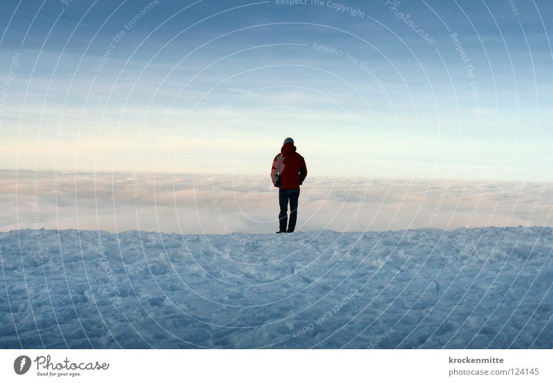 Ihre rechtzeitige private Altersvorsorge Mann Nebelmeer Horizont Jacke Winter kalt Aussicht Denken Mitte Wolken ruhig Zukunft Schweiz Kanton Appenzell