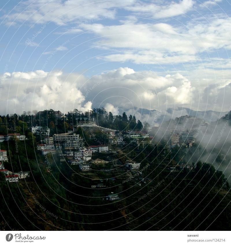 Himalaya II Ferien & Urlaub & Reisen Schnee Berge u. Gebirge Haus Klettern Bergsteigen Natur Landschaft Himmel Wolken Nebel Wald Gipfel hoch Indien Asien