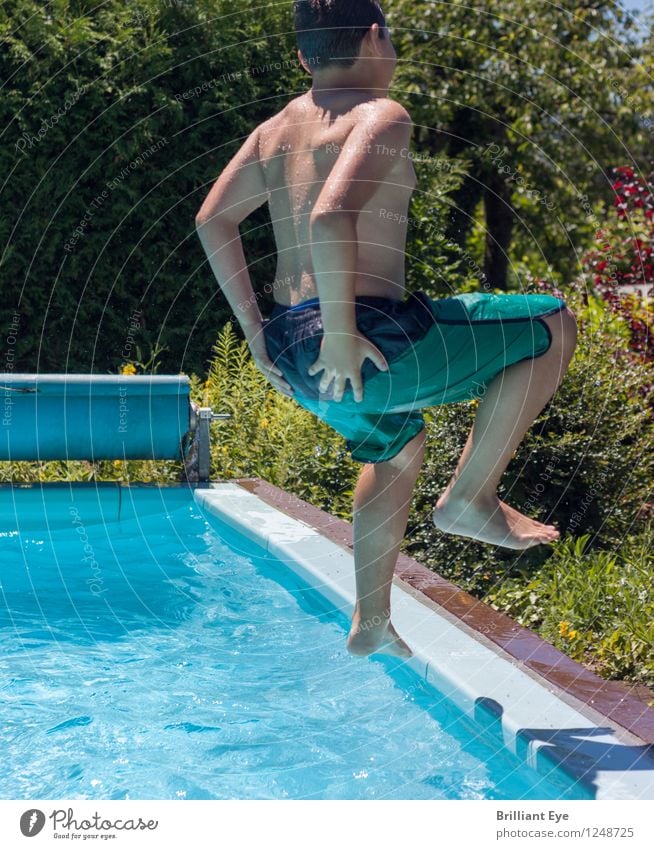 arschbombe Lifestyle Sommer Sommerurlaub Sonne Sport Schwimmen & Baden Schwimmbad maskulin Junge Kindheit Schönes Wetter Garten Fitness Spielen springen