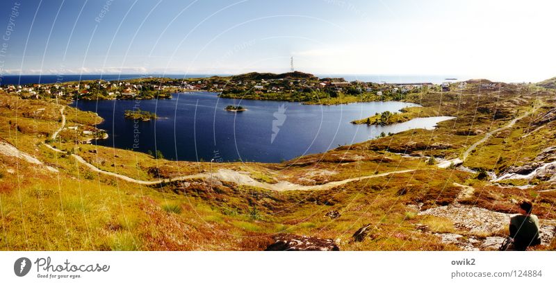 Überblick Ferne Freiheit Sommer Strand Meer Frau Erwachsene 1 Mensch Umwelt Natur Landschaft Pflanze Wasser Wolkenloser Himmel Horizont Klima Schönes Wetter