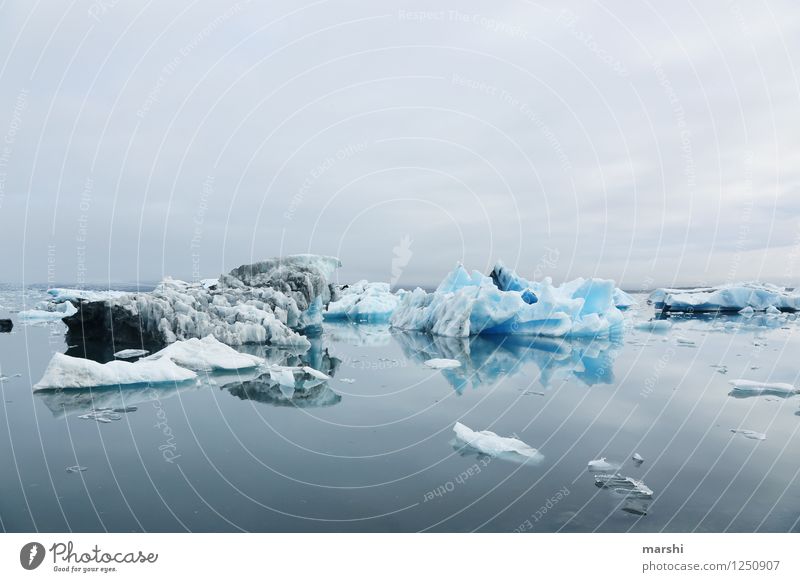 Eiswelten IV Natur Landschaft Winter Berge u. Gebirge Schneebedeckte Gipfel Gletscher Küste Bucht Meer Insel Stimmung kalt Island Jökulsárlón Eisberg Eisscholle