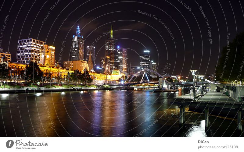 Yarra-River Melbourne Yarra Fluss Nacht Licht Stadt Hochhaus dunkel Gesellschaft (Soziologie) Tourismus beeindruckend Australien Reflexion & Spiegelung