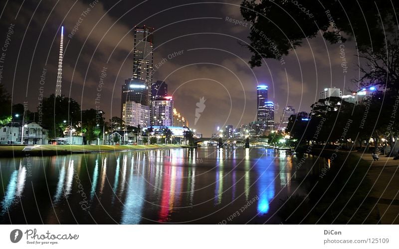 Birrarung Marr Melbourne Yarra Fluss Nacht Licht Stadt Hochhaus dunkel Gesellschaft (Soziologie) Tourismus beeindruckend Australien Reflexion & Spiegelung