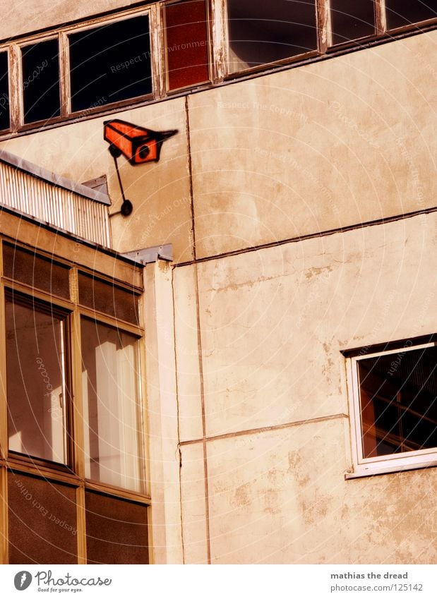 ÜBERWACHUNGSSTAAT Haus Gebäude Fassade Osten DDR Mauer Berliner Mauer Wiedervereinigung Potsdam Agent Überwachungsstaat Überwachungskamera Wellblech Blechdach