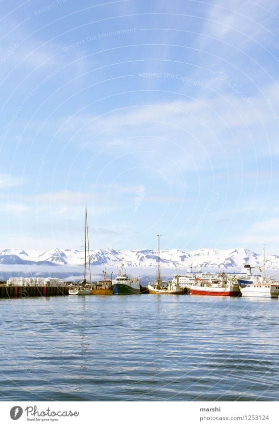 Hafenkulisse Natur Landschaft Himmel Sommer Berge u. Gebirge Gletscher Vulkan Küste Bucht Meer Insel Verkehrsmittel Verkehrswege Schifffahrt Binnenschifffahrt