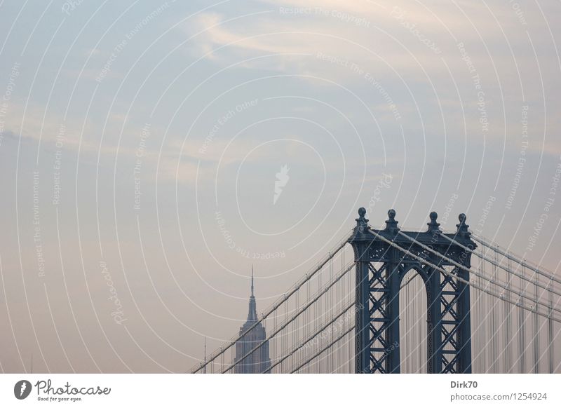 Manhattan Bridge mit Freiraum Ferien & Urlaub & Reisen Tourismus Sightseeing Städtereise Himmel Wolken Sommer Schönes Wetter New York City USA Skyline