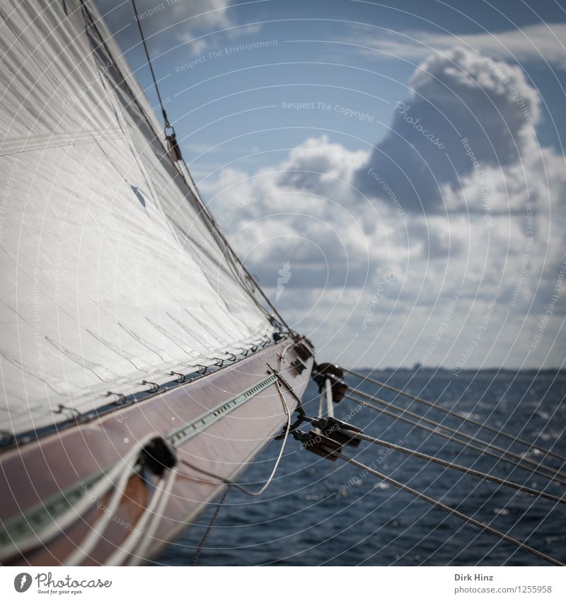 Raumschots Natur Wasser Himmel Wolken Horizont Schönes Wetter Wind Wellen Küste Ostsee Meer blau weiß Bewegung Energie erleben Freiheit Perspektive