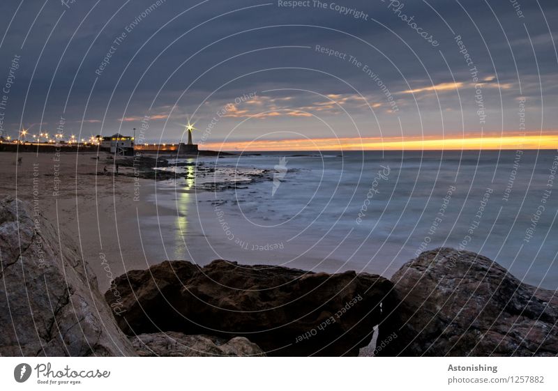 das letzte Licht Umwelt Natur Landschaft Sand Wasser Himmel Wolken Nachthimmel Horizont Sonnenaufgang Sonnenuntergang Sommer Felsen Wellen Küste Meer Atlantik