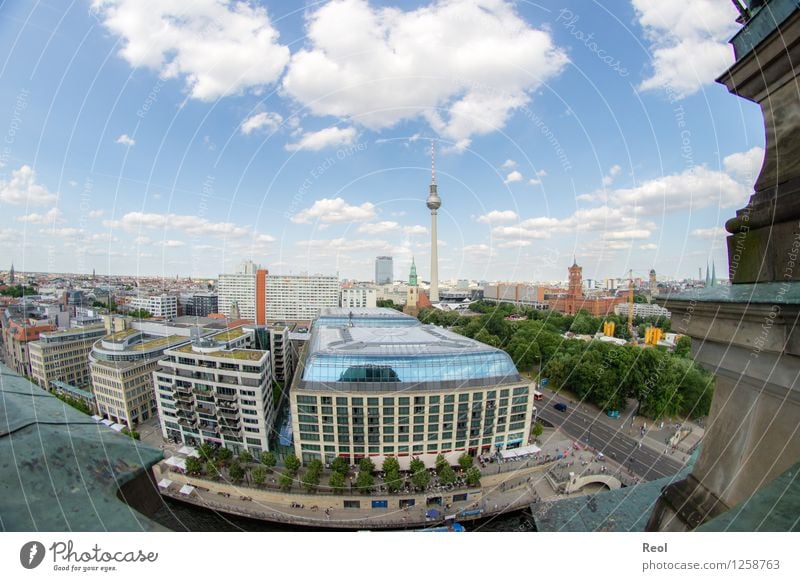 Berlin Umwelt Natur Himmel Wolken Sommer Schönes Wetter Deutschland Stadt Hauptstadt Stadtzentrum Skyline bevölkert Haus Bauwerk Gebäude Berliner Fernsehturm