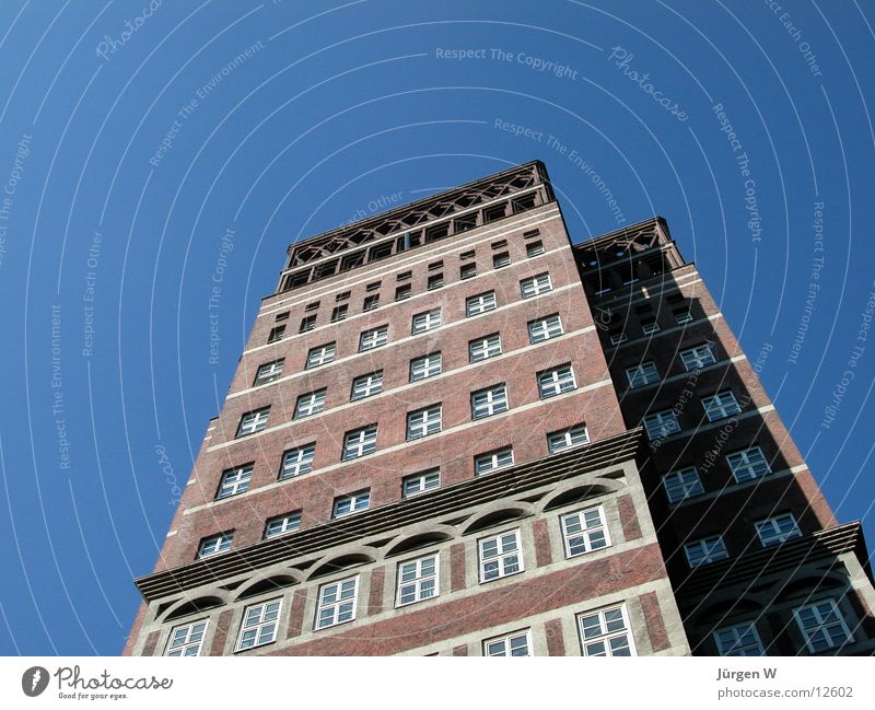 Das erste Hochhaus Denkmal Fenster Fassade Himmel Architektur Düsseldorf blau building high sky blue window Vorderseite architecture