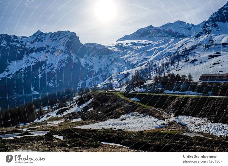 Morgens am Simplon Ferien & Urlaub & Reisen Tourismus Schnee Berge u. Gebirge wandern Umwelt Natur Landschaft Pflanze Sonnenaufgang Sonnenuntergang Frühling