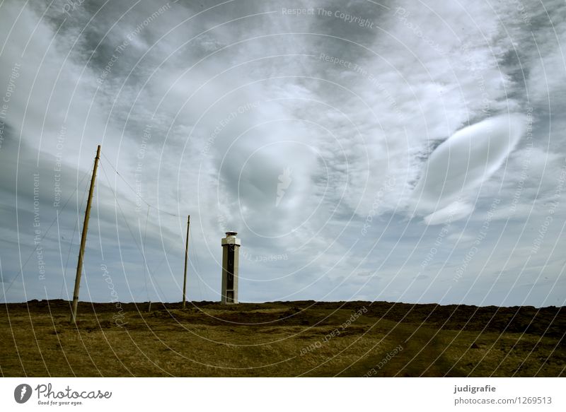 Island Umwelt Natur Landschaft Himmel Wolken Klima Wetter Wind Küste Fjord Leuchtturm Schifffahrt kalt natürlich wild Stimmung Einsamkeit ruhig Navigation