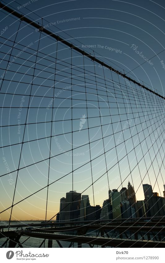 Lower Manhattan Skyline I Wirtschaft Kapitalwirtschaft Business Fortschritt Zukunft Wolkenloser Himmel Sonnenaufgang Sonnenuntergang Sommer Schönes Wetter Fluss