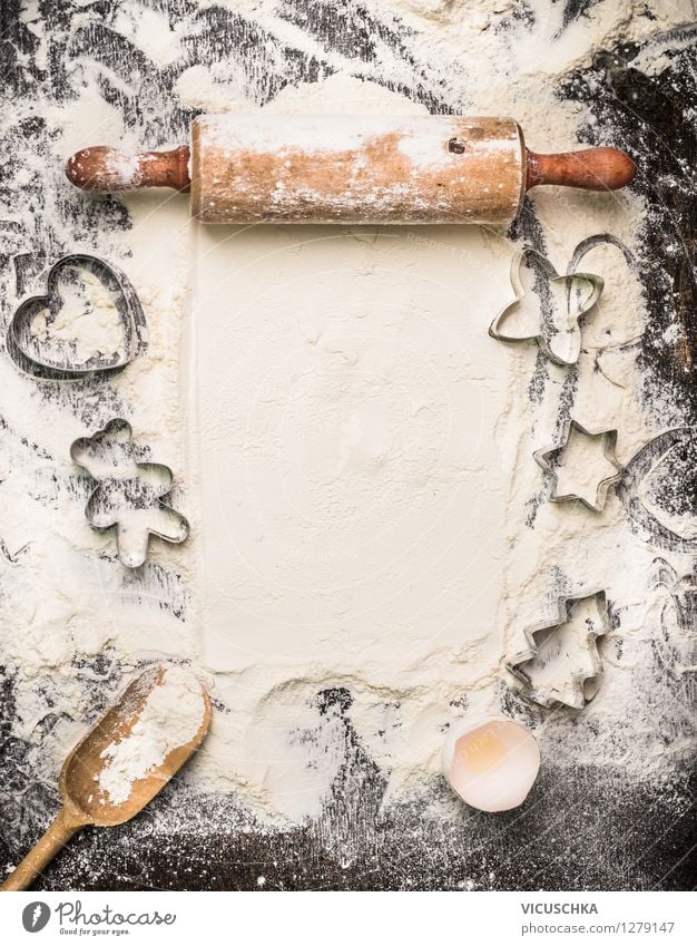 Weihnachtsplätzchen backen Lebensmittel Teigwaren Backwaren Dessert Ernährung Löffel Stil Design Tisch Küche Feste & Feiern Kochlöffel Holz Tradition