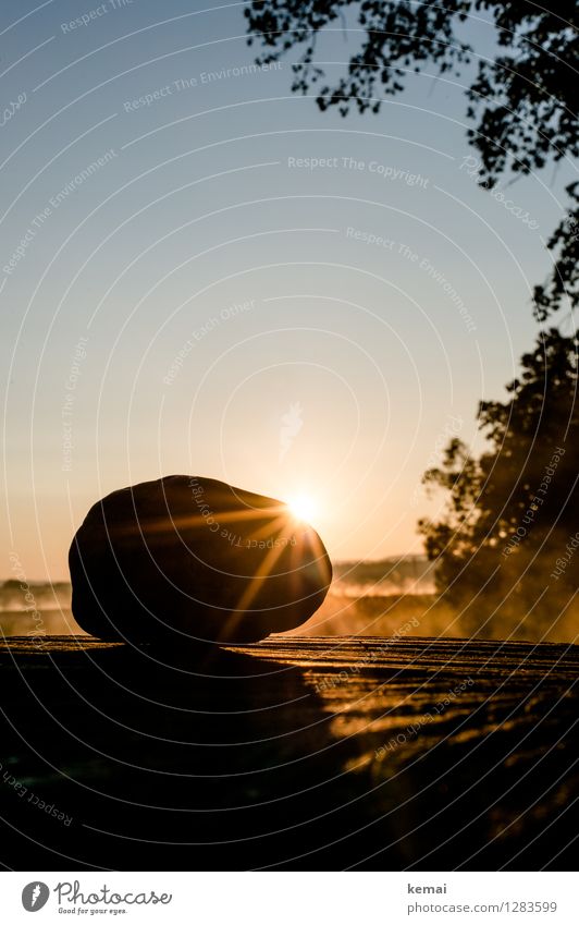 0815 AST | Morgenzauber Umwelt Natur Wolkenloser Himmel Sonne Sonnenaufgang Sonnenuntergang Sonnenlicht Sommer Schönes Wetter Stein Holz Kraft ruhig Beleuchtung