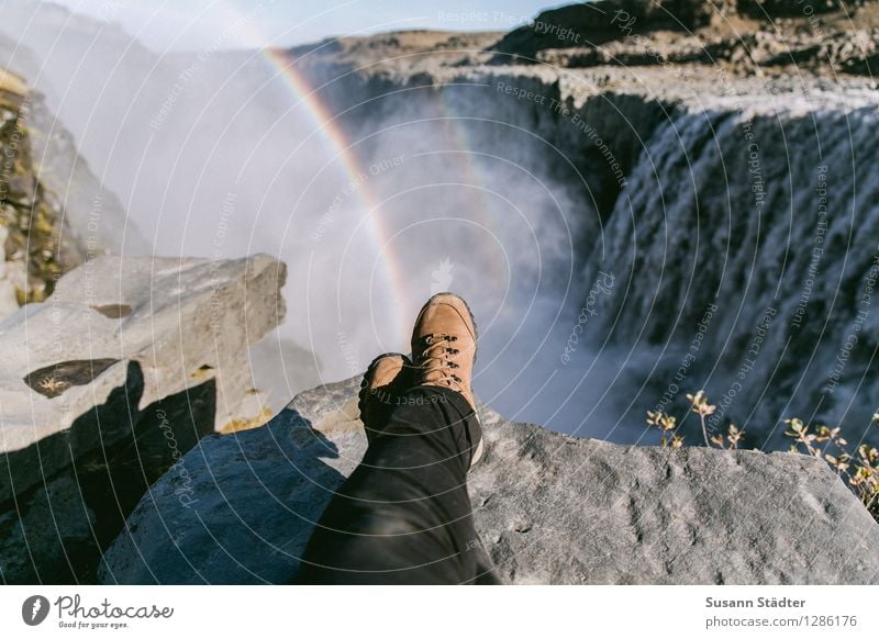 dettifoss. Natur Landschaft Urelemente Wasser Sonne Felsen Berge u. Gebirge Schlucht Wellen Wasserfall Dettifoss genießen Regenbogen Wassermassen Gletschereis