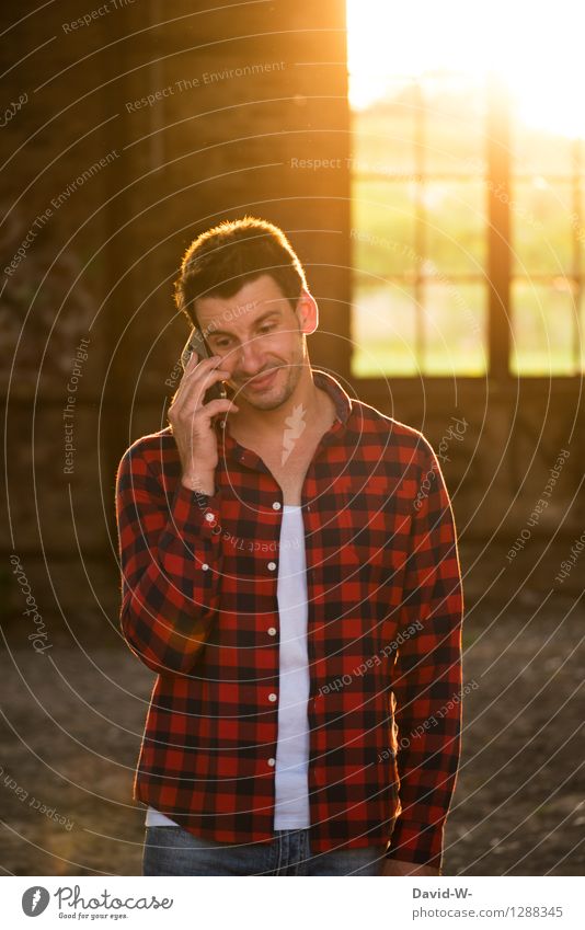 verknallt Lifestyle Mensch maskulin Junger Mann Jugendliche Erwachsene Paar Leben 1 Schönes Wetter Telefongespräch Zufriedenheit Lebensfreude Frühlingsgefühle