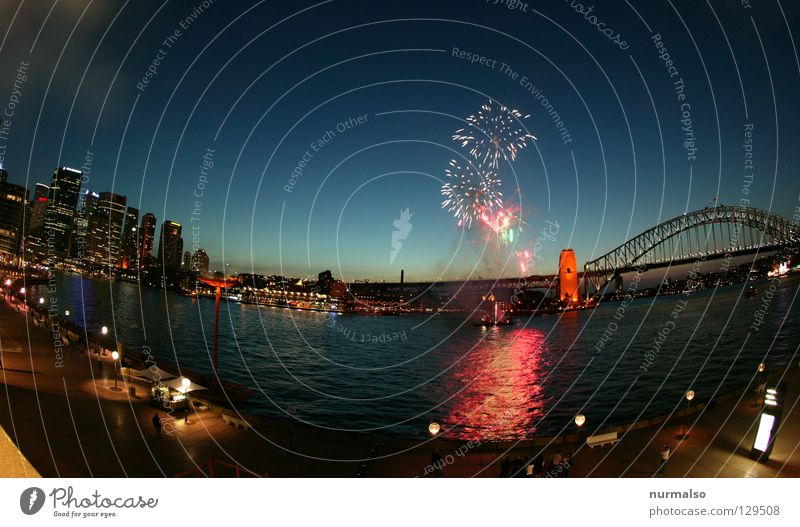 Australische Hochzeit Australien Sydney Nacht Wasserfahrzeug Feuerwerk Hochhaus hüpfen Ferien & Urlaub & Reisen trampen tauchen Strand resignieren Fallensteller