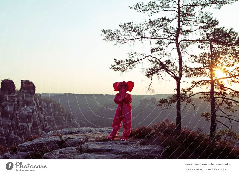 nichts sagen. Kunst Kunstwerk ästhetisch Elefant stehen verstecken Eyecatcher Sonnenstrahlen Berge u. Gebirge Felsen Natur außergewöhnlich herausstechend