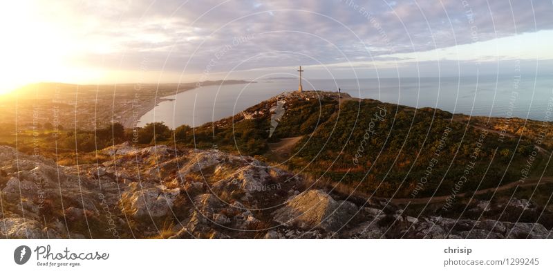 Irland Umwelt Natur Landschaft Erde Wasser Himmel Wolken Horizont Sonne Sonnenaufgang Sonnenuntergang Sonnenlicht Schönes Wetter Hügel Berge u. Gebirge